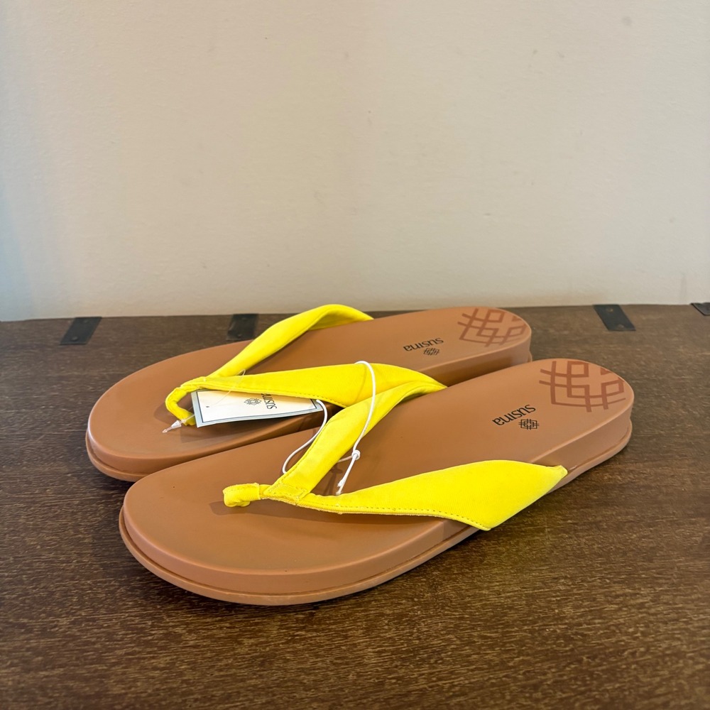 Susina Ariele-Fab Women Yellow Fabric Thong Flip Flop Sandals Size 11M New